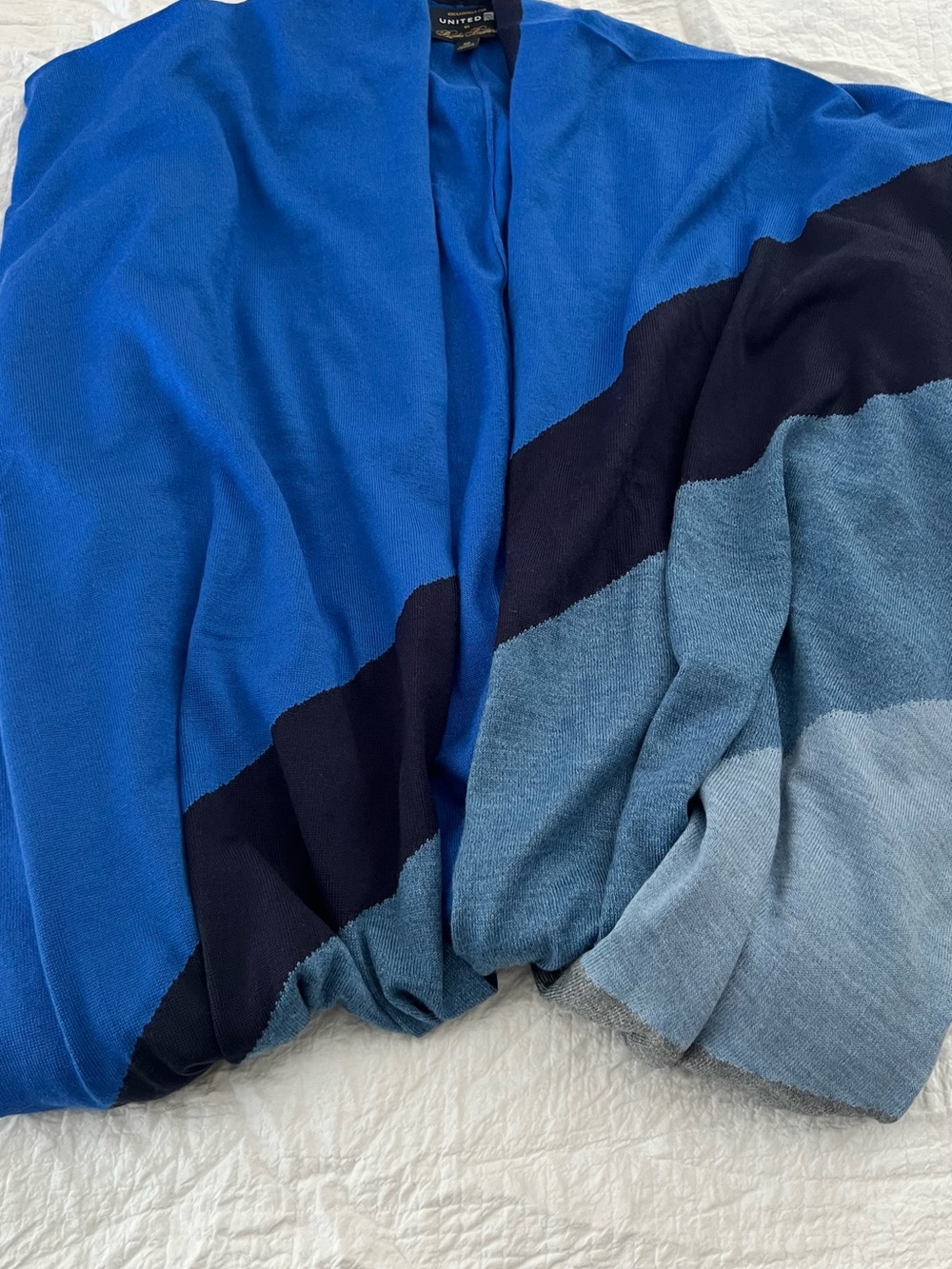 United Airlines Ruana - Blue Colorblock Open Cardigan